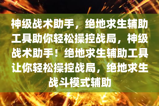 神级战术助手，绝地求生辅助工具助你轻松操控战局，神级战术助手！绝地求生辅助工具让你轻松操控战局，绝地求生战斗模式辅助