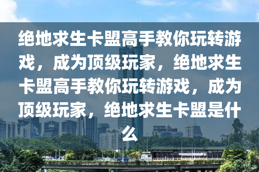 绝地求生卡盟高手教你玩转游戏，成为顶级玩家，绝地求生卡盟高手教你玩转游戏，成为顶级玩家，绝地求生卡盟是什么