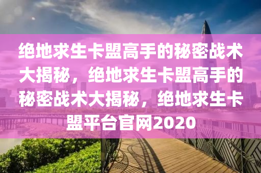 绝地求生卡盟高手的秘密战术大揭秘，绝地求生卡盟高手的秘密战术大揭秘，绝地求生卡盟平台官网2020