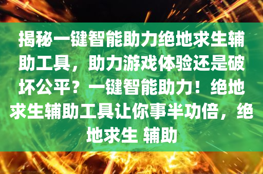 揭秘一键智能助力绝地求生辅助工具，助力游戏体验还是破坏公平？一键智能助力！绝地求生辅助工具让你事半功倍，绝地求生 辅助