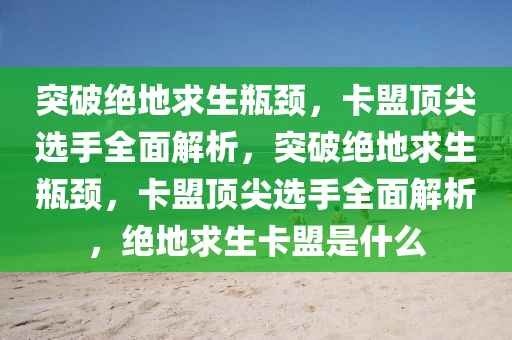 突破绝地求生瓶颈，卡盟顶尖选手全面解析，突破绝地求生瓶颈，卡盟顶尖选手全面解析，绝地求生卡盟是什么