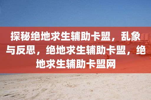 探秘绝地求生辅助卡盟，乱象与反思，绝地求生辅助卡盟，绝地求生辅助卡盟网