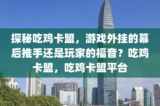 探秘吃鸡卡盟，游戏外挂的幕后推手还是玩家的福音？吃鸡卡盟，吃鸡卡盟平台