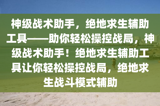 神级战术助手，绝地求生辅助工具——助你轻松操控战局，神级战术助手！绝地求生辅助工具让你轻松操控战局，绝地求生战斗模式辅助