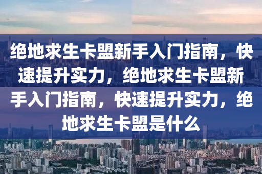 绝地求生卡盟新手入门指南，快速提升实力，绝地求生卡盟新手入门指南，快速提升实力，绝地求生卡盟是什么