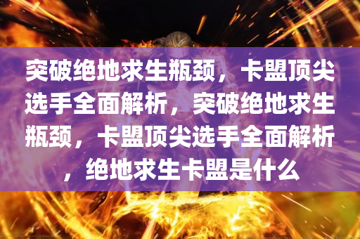 突破绝地求生瓶颈，卡盟顶尖选手全面解析，突破绝地求生瓶颈，卡盟顶尖选手全面解析，绝地求生卡盟是什么