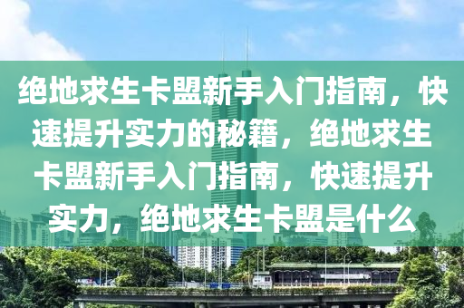 绝地求生卡盟新手入门指南，快速提升实力的秘籍，绝地求生卡盟新手入门指南，快速提升实力，绝地求生卡盟是什么