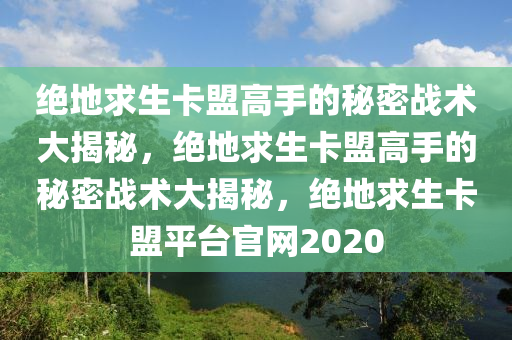 绝地求生卡盟高手的秘密战术大揭秘，绝地求生卡盟高手的秘密战术大揭秘，绝地求生卡盟平台官网2020