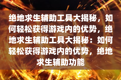 绝地求生辅助工具大揭秘，如何轻松获得游戏内的优势，绝地求生辅助工具大揭秘：如何轻松获得游戏内的优势，绝地求生辅助功能