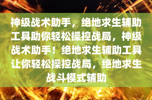 神级战术助手，绝地求生辅助工具助你轻松操控战局，神级战术助手！绝地求生辅助工具让你轻松操控战局，绝地求生战斗模式辅助