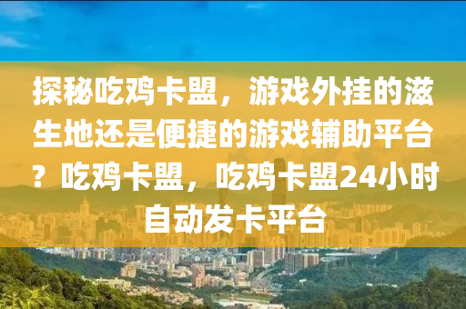 探秘吃鸡卡盟，游戏外挂的滋生地还是便捷的游戏辅助平台？吃鸡卡盟，吃鸡卡盟24小时自动发卡平台