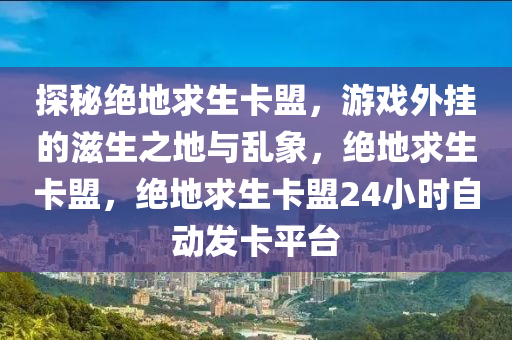 探秘绝地求生卡盟，游戏外挂的滋生之地与乱象，绝地求生卡盟，绝地求生卡盟24小时自动发卡平台