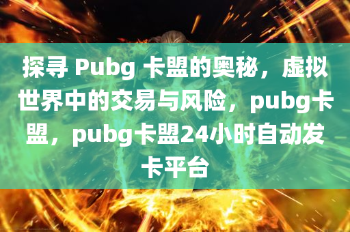 探寻 Pubg 卡盟的奥秘，虚拟世界中的交易与风险，pubg卡盟，pubg卡盟24小时自动发卡平台