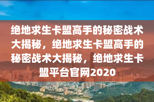 绝地求生卡盟高手的秘密战术大揭秘，绝地求生卡盟高手的秘密战术大揭秘，绝地求生卡盟平台官网2020