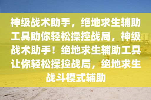 神级战术助手，绝地求生辅助工具助你轻松操控战局，神级战术助手！绝地求生辅助工具让你轻松操控战局，绝地求生战斗模式辅助