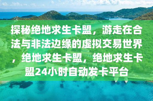 探秘绝地求生卡盟，游走在合法与非法边缘的虚拟交易世界，绝地求生卡盟，绝地求生卡盟24小时自动发卡平台