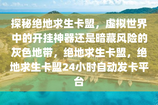 探秘绝地求生卡盟，虚拟世界中的开挂神器还是暗藏风险的灰色地带，绝地求生卡盟，绝地求生卡盟24小时自动发卡平台